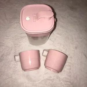 Portable Water Juice Container With Cups For Dining Cafe Picnic New