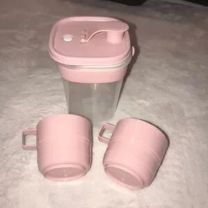 Portable Water Juice Container With Cups for Dining Cafe Picnic New