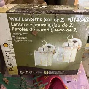 Portfolio Outdoor Wall Lantern gold and Clear Glass