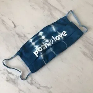 Posh Love Tie Dye Face Mask Blue White NWT