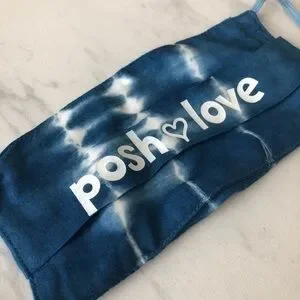 Posh Love Tie Dye Face Mask Blue White NWT