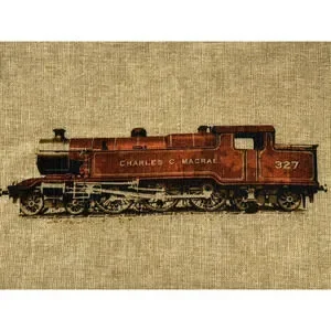 POTTERY BARN 16”x26” Cream/Rust Train 100% Cotton Lumbar Pillow Cover EUC - RARE