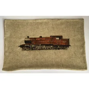 POTTERY BARN 16”x26” Cream/Rust Train 100% Cotton Lumbar Pillow Cover EUC - RARE