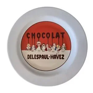 Pottery Barn Ceramic Chocolate Dessert Plate Red Chocolat Delespaul-Havez