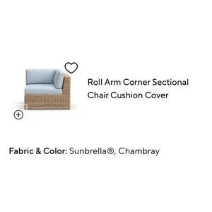 Pottery Barn Huntington Roll Arm Corner Sectional Chair Cushion Cover Chambray