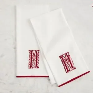 Pottery Barn “J” Nordic Alphabet Cotton/Linen Tea Towels - Set Of 2