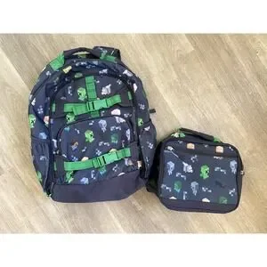 Pottery Barn Kids Mackenzie Minecraft Large Backpack Lunchbox Set PBK Bag Cold