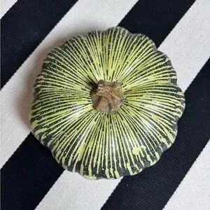 Pottery Barn Striped Green Faux Pumpkin