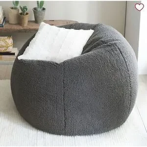 Pottery Barn Teen Sherpa Charcoal Bean Bag Chair Slipcover Large