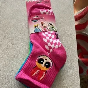 Powder puff girls socks pack of 3 brand new