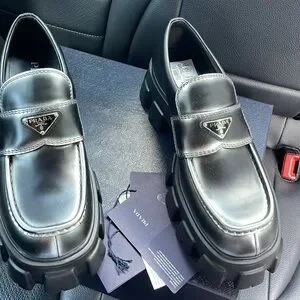 Prada Men's Glossy Black Chunky Loafers