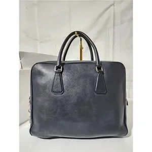 PRADA Vitello City Briefcase/Laptop Bag Deep Navy Blue