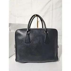 PRADA Vitello City Briefcase/Laptop Bag Deep Navy Blue
