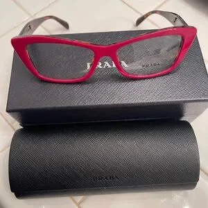 Prada Women's Red Cat-Eye Glasses / New In The Original Box