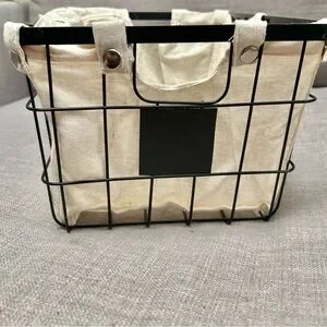 PREMIER HOUSEWARES 2-pcs Metal Wire Storage Baskets & Fabric Liners#0715253
