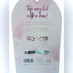 PRICE DROP Georgia Lane Oversized Hair Bows Barrette Style Closure Pink/White