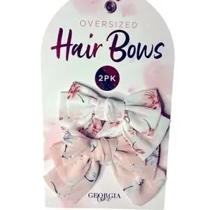 PRICE DROP Georgia Lane Oversized Hair Bows Barrette Style Closure Pink/White