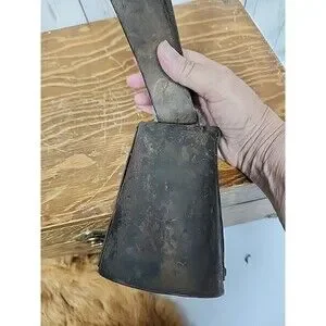 Primitive Antique Holstein Cow Bell W/Original Leather Collar