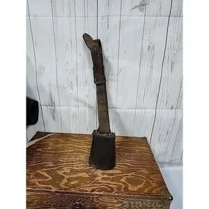 Primitive Antique Holstein Cow Bell w/Original Leather Collar