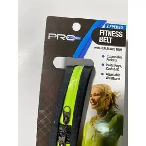 Pro Strength Zippered Fitness Belt With Reflective Trim NEW Unisex Black Neon