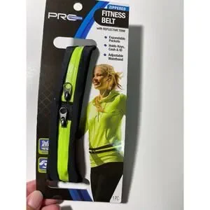 Pro Strength Zippered Fitness Belt with Reflective Trim NEW Unisex Black Neon