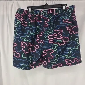 Psycho Bunny Mens Perry Neon Swim Shorts - Navy XL