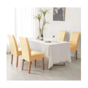 PU Leather Waterproof Stretch Dining Chair Covers Chair Protector 2 Beige