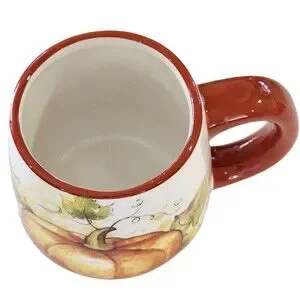 Pumpkin Design Ceramic Coffee Mug Shabby Chic Style 14 Oz