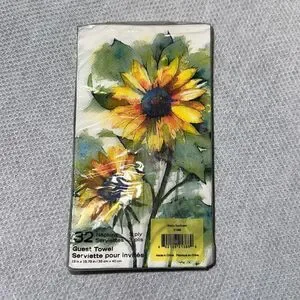 Punch Studio 32 Guest Paper Towel White Green Yellow Blue Washy Sunflower