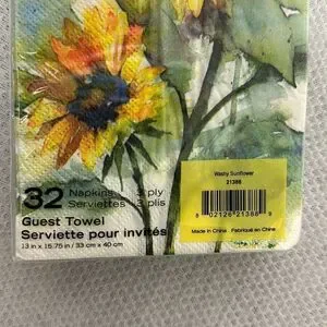 Punch Studio 32 Guest Paper Towel White Green Yellow Blue Washy Sunflower