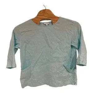 PureJill J.Jill 100 % Linen‎ Light Blue Pullover Tunic Top Sz Medium With Packet