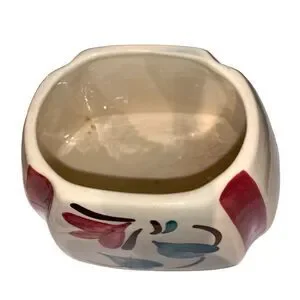 Purinton Slip Ware Handpaint Pottery Ivy Red Blossom Canister W/Lid VTG 1940s US