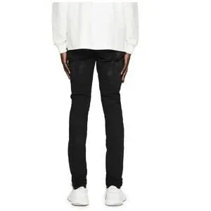 Purple Brand P001 Black Oil Spill Skinny Button Fly Distressed Jeans Size 30