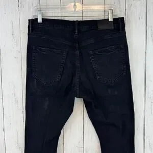 Purple Brand P001 Black Oil Spill Skinny Button Fly Distressed Jeans Size 30