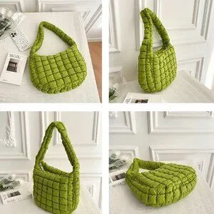 Quilted Nylon Tote Bag Women's Lightweight Puffer Shoulder Purse Casual