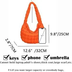 Quilted Nylon Tote Bag Women's Lightweight Puffer Shoulder Purse Casual