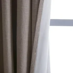 Quince 48x108 Set Of 2 Cotton Slub Room Darkening Curtains Grey New