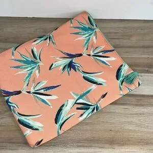 RACHEL PALLY Aqua Tropical Canvas Vegan Faux Leather Zip Pouch Clutch Handbag