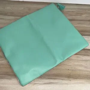 RACHEL PALLY Aqua Tropical Canvas Vegan Faux Leather Zip Pouch Clutch Handbag