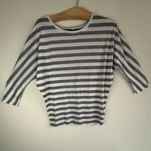 Rachel Zoe Gray And White Striped 3/4 Sleeve Blouse Size S