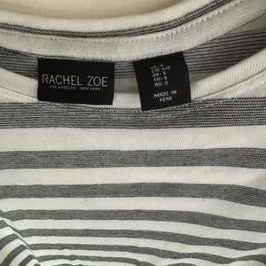 Rachel Zoe Gray And White Striped 3/4 Sleeve Blouse Size S