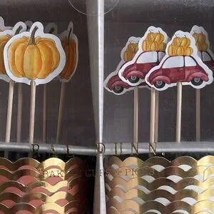 Rae Dunn 12 Piece Fall “Happy Harvest & Thankful” Cupcake Liners & Picks NIB