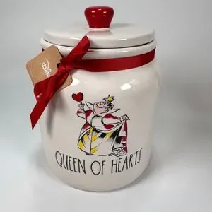 Rae Dunn Disney Queen Of Hearts Alice In Wonderland Canister Cookie Jar Ceramic
