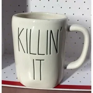 Rae Dunn KILLIN' IT White & Black Cup Mug Artisan Collection Magenta Halloween