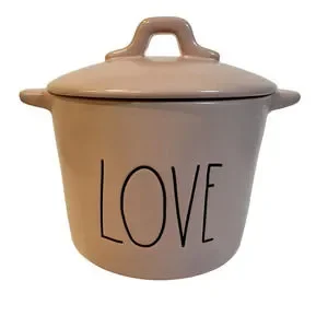 Rae Dunn Pink Love‎ Mini Ceramic Crock Valentines Kitchen Artisan Collection NEW