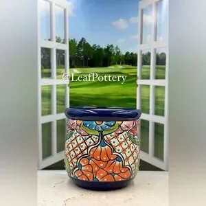 Rafael Talavera Handmade Multi Colored Ceramic Planter Pot