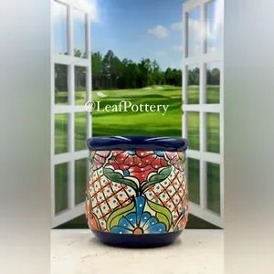 Rafael Talavera Handmade Multi Colored Ceramic Planter Pot