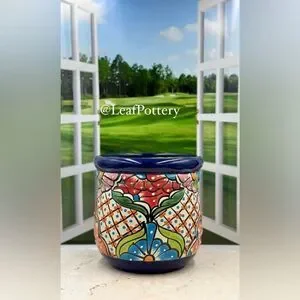 Rafael Talavera Handmade Multi Colored Ceramic Planter Pot