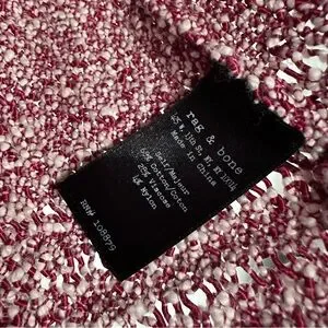 Rag & Bone Cotton Blend Textured Boucle Knit Sweater Red Multi Size Medium