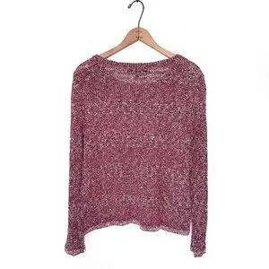 Rag & Bone Cotton Blend Textured Boucle Knit Sweater Red Multi Size Medium